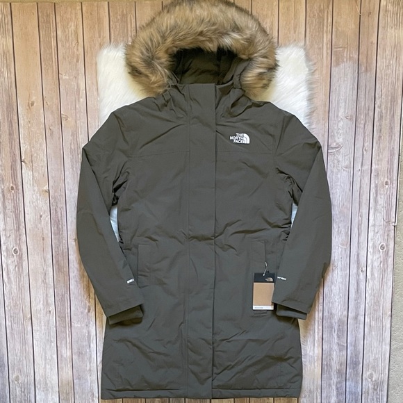 The North Face Women’s Arctic Parka Coat In New Taupe Green - Picture 2 of 8